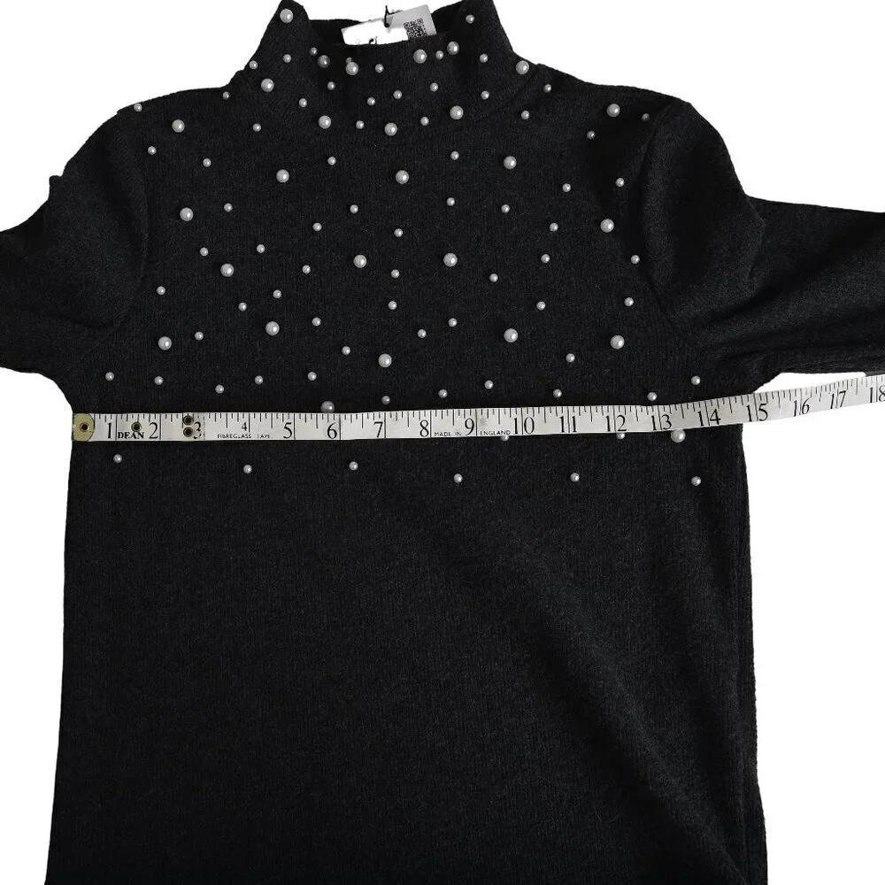 NWT Zara Soft Feel Pearl Sweater Gray Size Medium - Picture 8 of 10